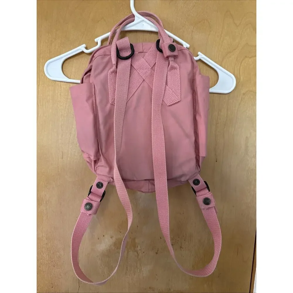 Fjallraven Kanken Mini Backpack Bag Double Handle Pocket Logo Zip Pink
